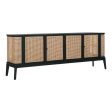 TEAK WOOD & RATTAN SIDEBOARD BLACK on Sale