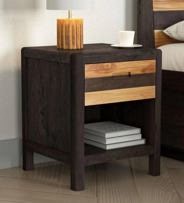 Solid Wood Night Stand In 2 Tone Finish For Sale