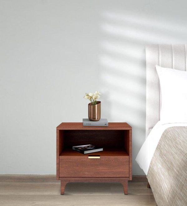 Olivia Bedside Table in Brown Finish with Drawer Supply