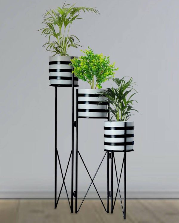 IRON FOLDING Z SHAPE FLOWER POT WITH STAND 3TIER Hot on Sale