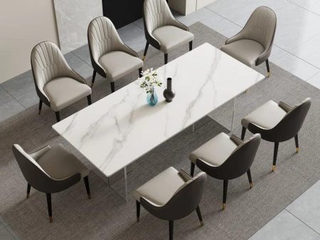 9 - Piece Marble Top Pedestal Dining Set Fashion