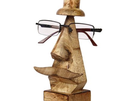 Wooden Hand Carved Eyeglass Nose Shaped Spectacle Holder Online Sale