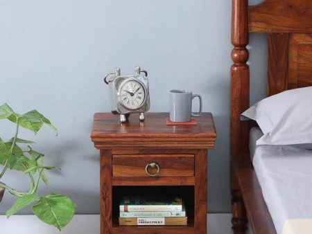 Sheesham Wood Night Stand in Scratch Resistant Honey Oak Finish Online now