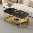 Room Accent Coffee Table, Simple Design Sofa Side Table-Black Gold Cheap