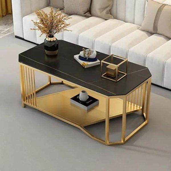 Room Accent Coffee Table, Simple Design Sofa Side Table-Black Gold Cheap