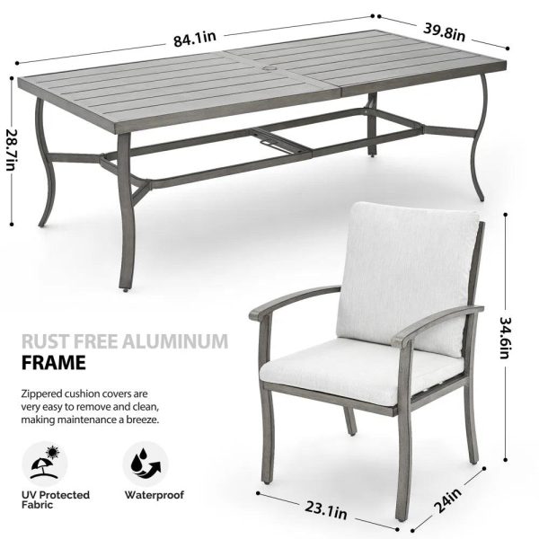 8 - Person Rectangular Outdoor Dining Set with Cushions For Sale