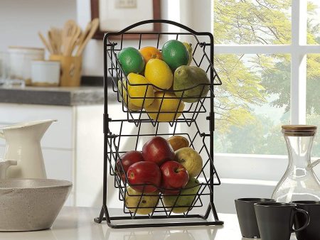 Iron Storage Basket with 2 Tiers For Cheap