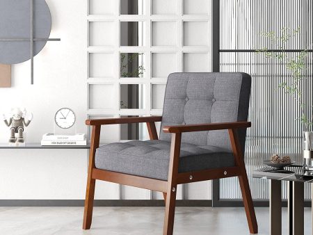 Wood Accent Chair Mid-Century Modern Chair Armrest Lounge Chairs Furniture for Living Waiting Room Bedroom Hot on Sale