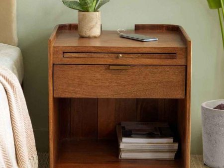 Solid Wood Night Stand With Drawer In Brown Colour Online