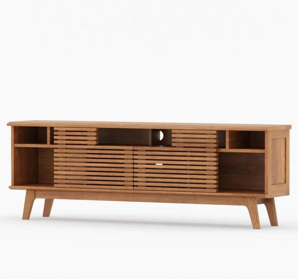 AARON MID-CENTURY MODERN SOLID TEAK WOOD TV MEDIA CABINET Discount