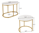 Nesting Table Set of 2, Stacking Side Round Tables in Golden Colour for Living Room Online now