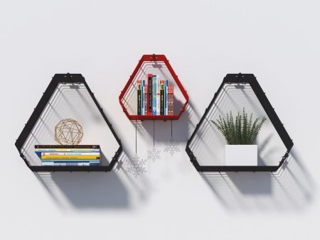 WALL DECOR SHELF 3 UNI SHELF GREY, RED Hot on Sale