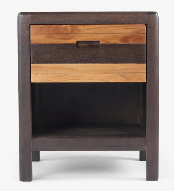 Solid Wood Night Stand In 2 Tone Finish For Sale