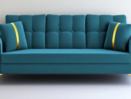 Premium Velvet 3 Seater Sofa In Blue Colour Online now