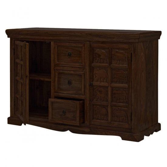 Sheesham Wood Mammoth Sideboard Three Drawer Two Door Storage Unit (Walnut Finish) Online now