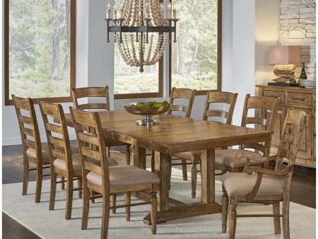 9 - Piece Extendable Solid Wood Trestle Dining Set Online now