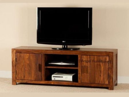 Wide Screen Solid Sheesham Wood TV Unit | Entertainment Unit Hot on Sale