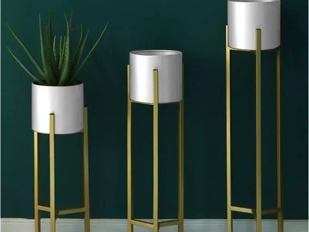 Plant Stand | 3 pcs Modern Planters for Indoor Plants | Metal Floor Planter Set with Foldable Stand (Pack of 3) Online Sale