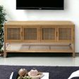 SOLID TEAK WOOD & RATTAN TV UNIT Fashion