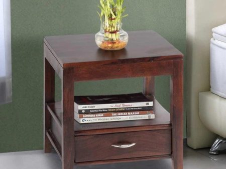 One Sheesham Wood Bedside Table in Walnut Finish with Drawer Cheap