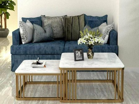 Nordic Marble Nesting Coffee Table Set of 2 on Sale