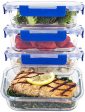 [LARGER PREMIUM 4 SET] 950 ML Glass Meal Prep Containers with Lifetime Lasting Snap Locking Lids Glass Food Containers BPA-Free, Microwave, Oven, Freezer and Dishwasher Safe (32 Oz.) Cheap