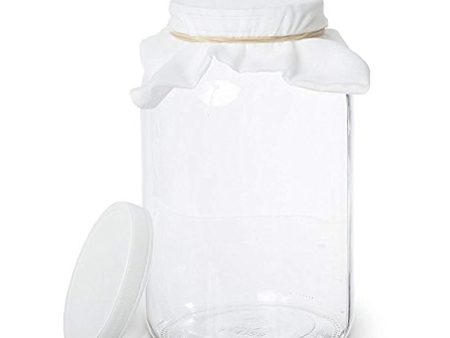 1 Gallon Glass Kombucha Jar - Home Brewing and Fermenting Kit with Cheesecloth Filter, Rubber Band and Plastic Lid - By Kitchentoolz Online now