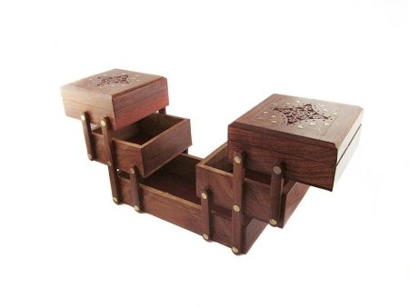 Wooden 3 Stories Foldable Jewellery Box Online Hot Sale