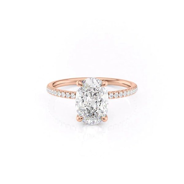 The Pave Nelly Set With A 3 Carat Oval Moissanite Online Sale