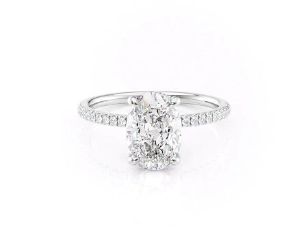 The Pave Nelly Set With A 3 Carat Oval Moissanite on Sale