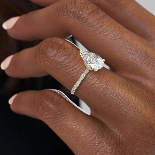 The Pave Nelly Set With A 4.5 Carat Pear Moissanite on Sale