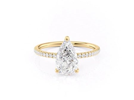 The Pave Nelly Set With A 4.5 Carat Pear Moissanite on Sale