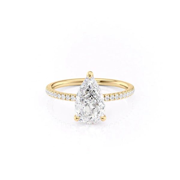 The Pave Nelly Set With A 4.5 Carat Pear Moissanite on Sale